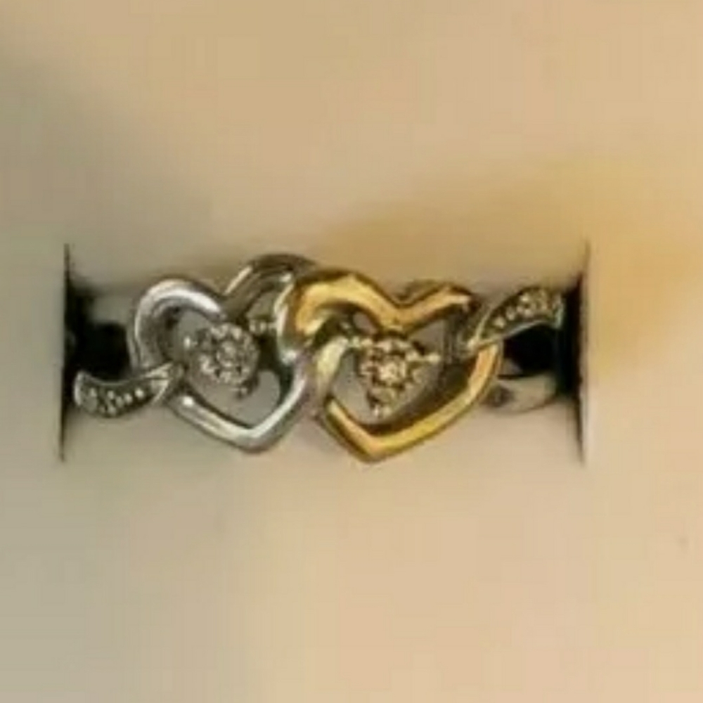 Kay Jewelers 925/10k Double Heart Diamond Ring - Picture 1 of 4